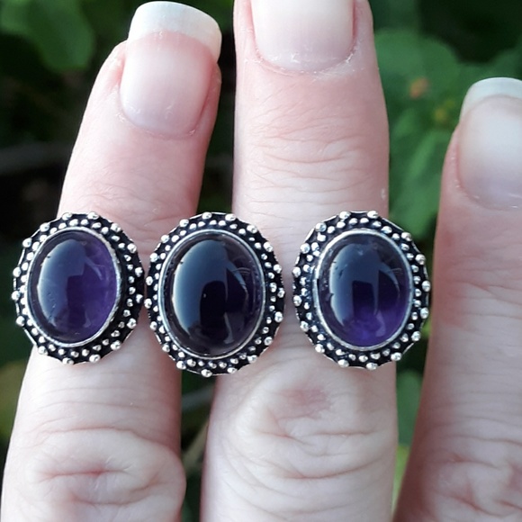 New Amethyst Adjustable 925 Silver Knuckle Ring. - Picture 1 of 7